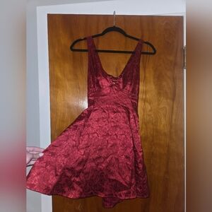 Elegant Red Floral Dress